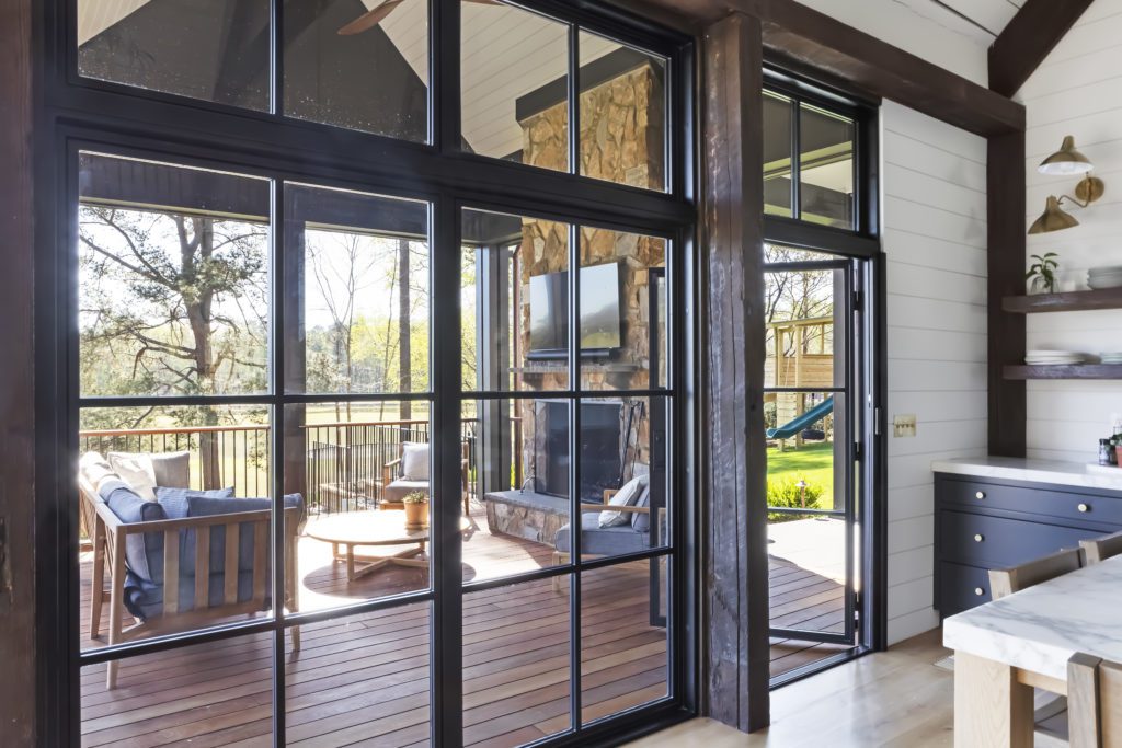 Large window wall for patio doors.