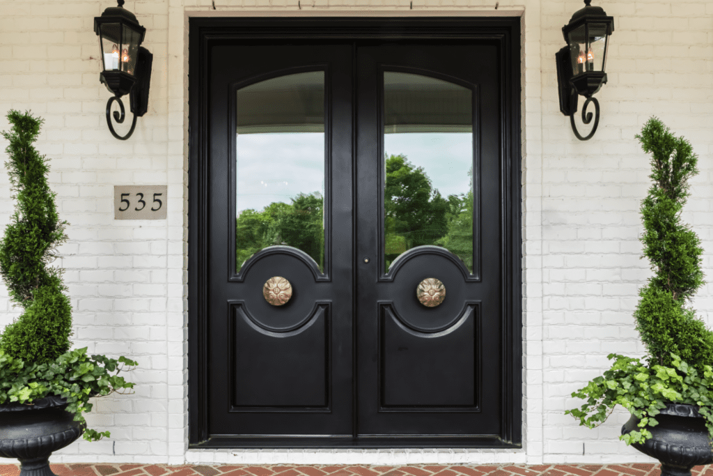 Traditional iron doors with large handles