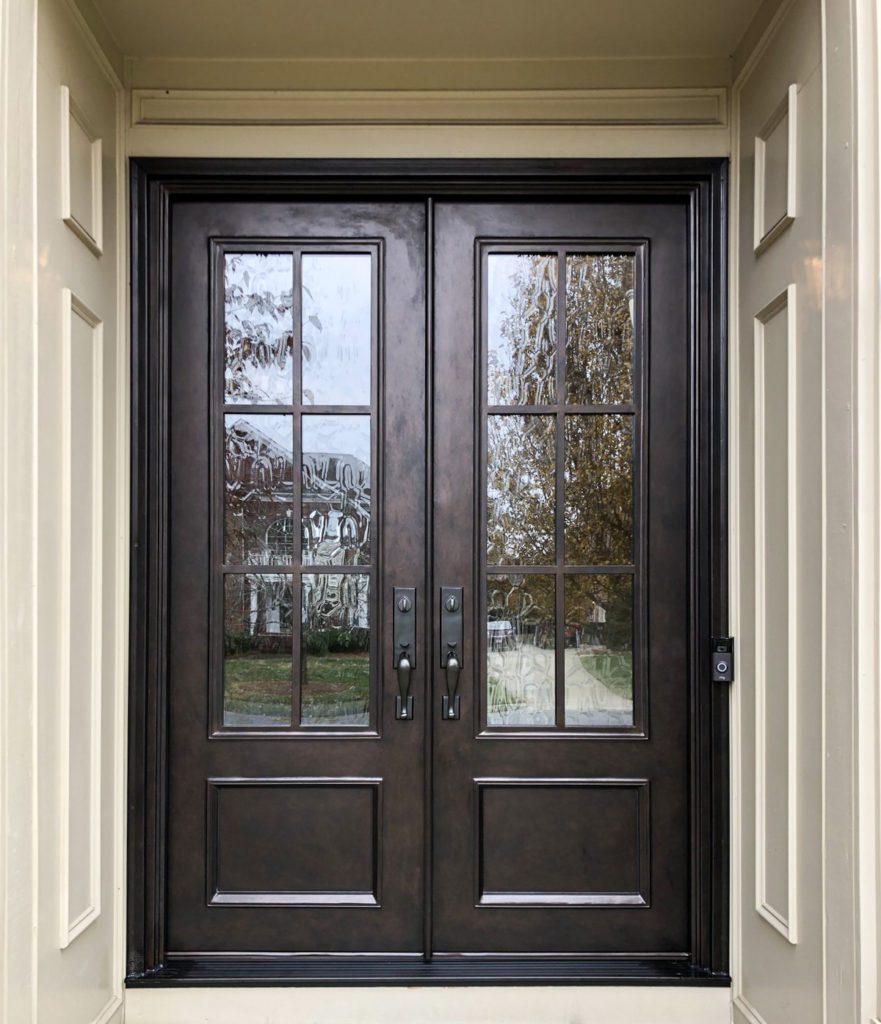 Traditional doors with textured glass.