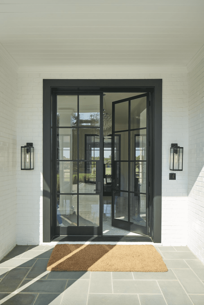 A bright and modern double iron door.