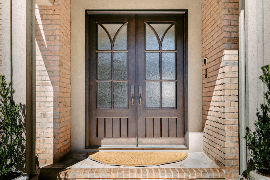 Traditional double door with light finish