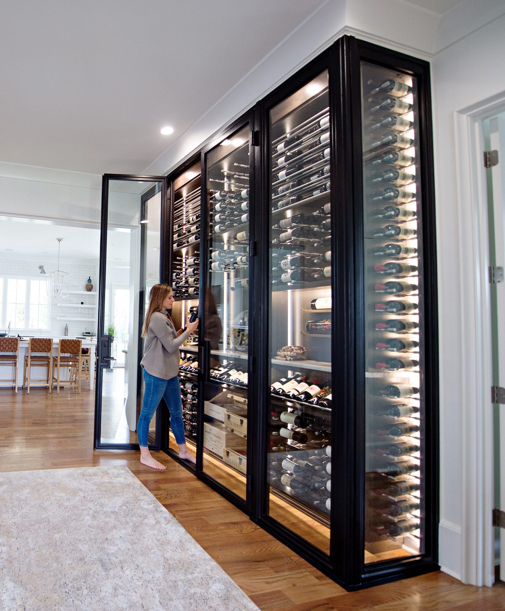 With Wine Fridge Sliding Door Wine Cabinet Wine Bar Farmhouse