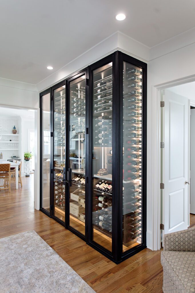 Wine cellar glass doors near the kitchen.